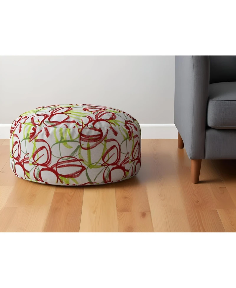 Cotton Round Abstract Pouf Ottoman for Living Room and Bedroom Seating