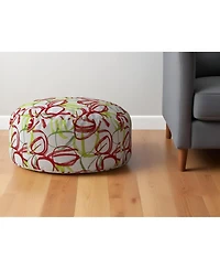 Cotton Round Abstract Pouf Ottoman for Living Room and Bedroom Seating