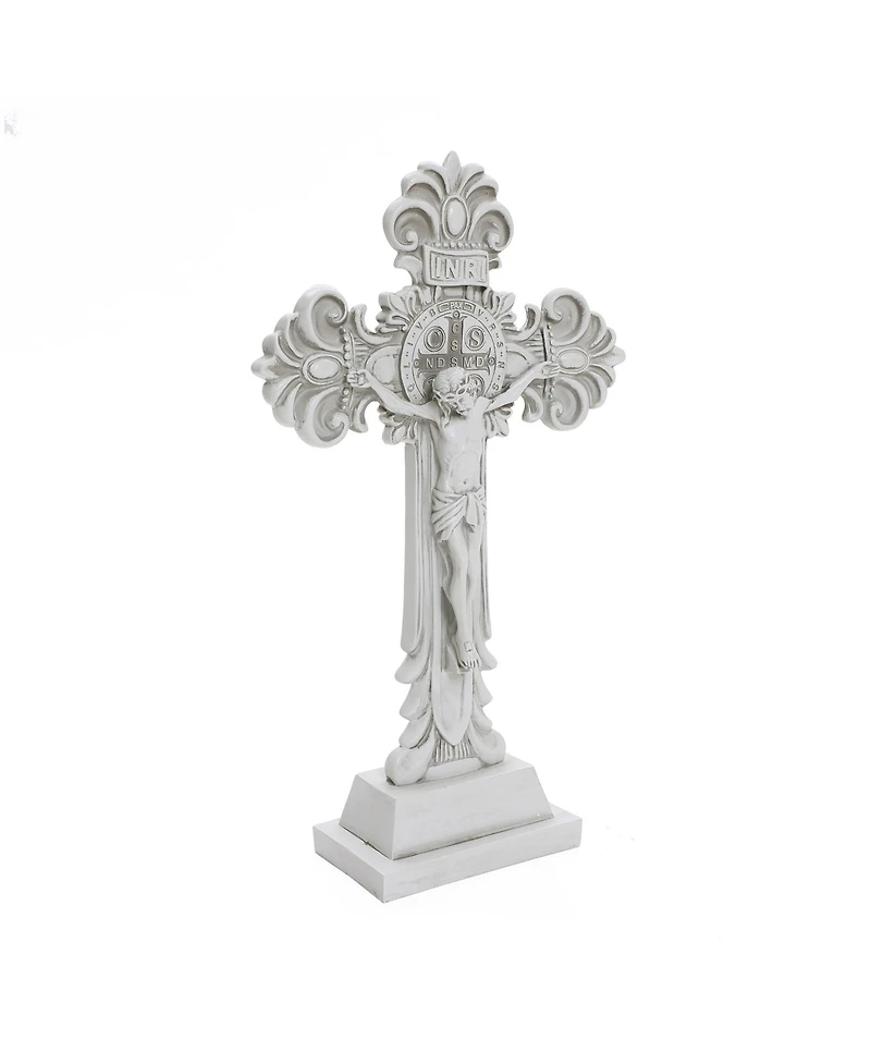 LuxenHome Off White Polyresin Holy Cross Jesus Crucifix 1.6-Feet Tall Statue