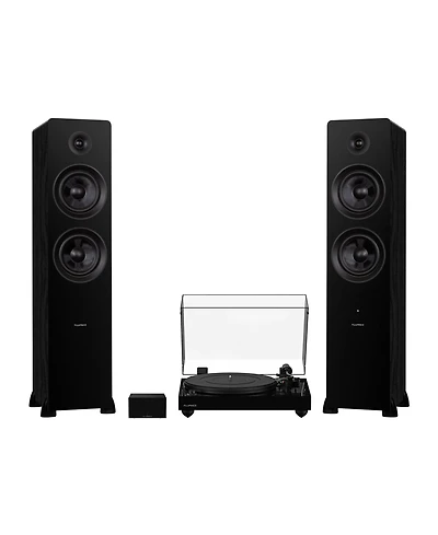 Fluance RT82 Reference High Fidelity Vinyl Turntable (Piano Black), PA10 Phono Preamp and Ai81 Powered Floorstanding Speakers (Black Ash), Ortofon OM1