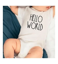 Sweet Wink Baby Girl and Boy Hello World Short Sleeve Bodysuit