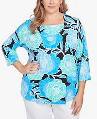 Ruby Rd. Plus Bold Poppies Envelope Neck Top