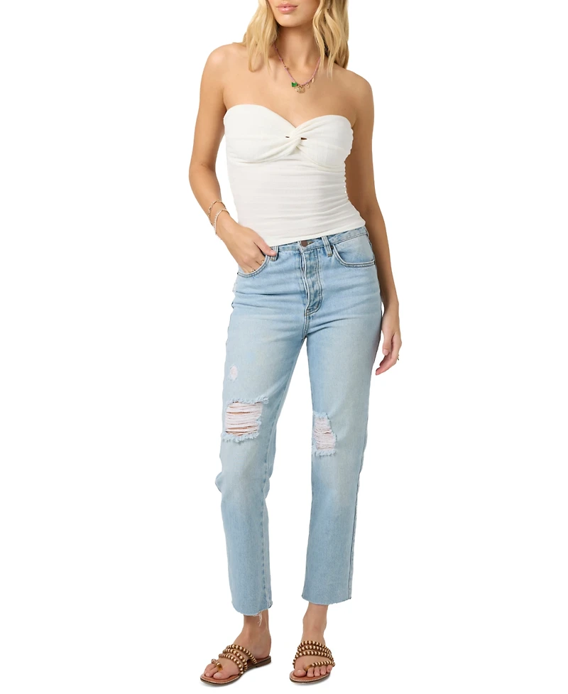 O'Neill Juniors' Lydia Knot-Front Fitted Tube Top