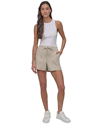 Dkny Sport Women's Cotton Twill Rib-Waistband Cargo Shorts