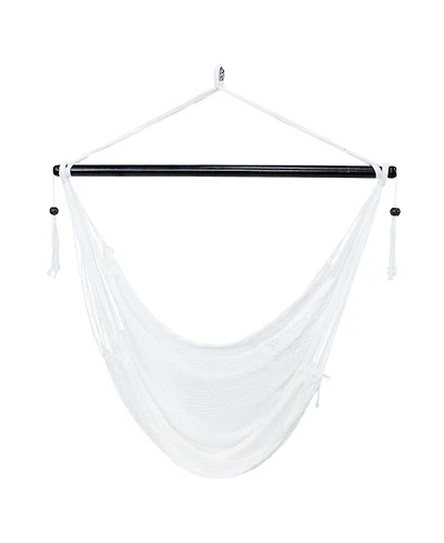 Caribbean Style Extra Large Hanging Rope Hammock Chair Swing for Backyard and Patio
