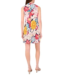 Msk Women's Printed Zip-Neck Sleeveless Swing Dress