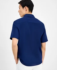 Alfani Men's Short-Sleeve Solid Textured Shirt, Created for Macy's