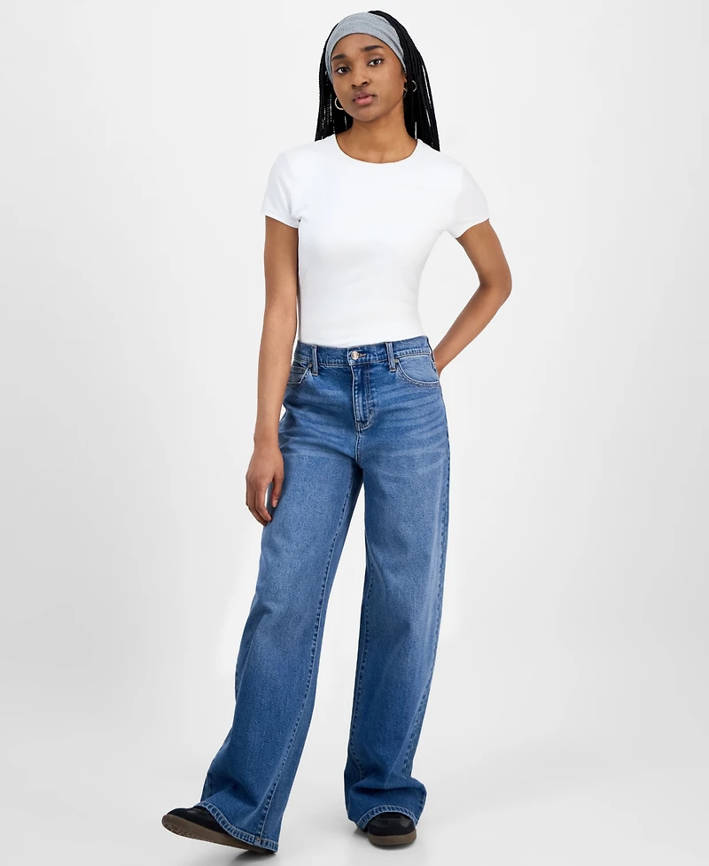 Celebrity Pink Juniors' Elastic-Back Wide-Leg Jeans