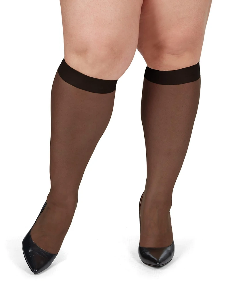 MeMoi Women's 2 Pair Pack Energizing Curvy Knee Highs Mm-4240