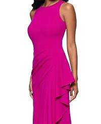 Betsy & Adam Women's Scuba Sleeveless Ruffled-Slit Dress
