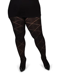 MeMoi Plus Diamond Opaque Curvy Control Top Tights Mm-2322