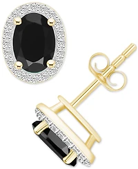 Lab Grown Aquamarine (1-3/5 ct. t.w.) & Created White Sapphire (1/5 Stud Earrings 10k Gold (Available Additional Gemstones)