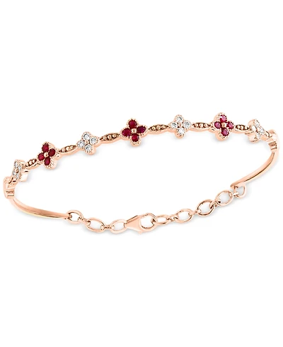 Lali Jewels Ruby (1/2 ct. t.w.) & Diamond (1/3 ct. t.w.) Bangle Bracelet in 14k Rose Gold