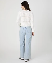 French Connection Women's Cropped Crotchet-Bobble Long Sleeve Sweater