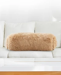 Cheer Collection Shaggy Bolster Decorative Pillow Set, 8" x 24"