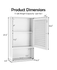 Gymax 27.5'' H Wall Cabinet Hanging Bathroom Storage Cabinet Adjustable Shelf