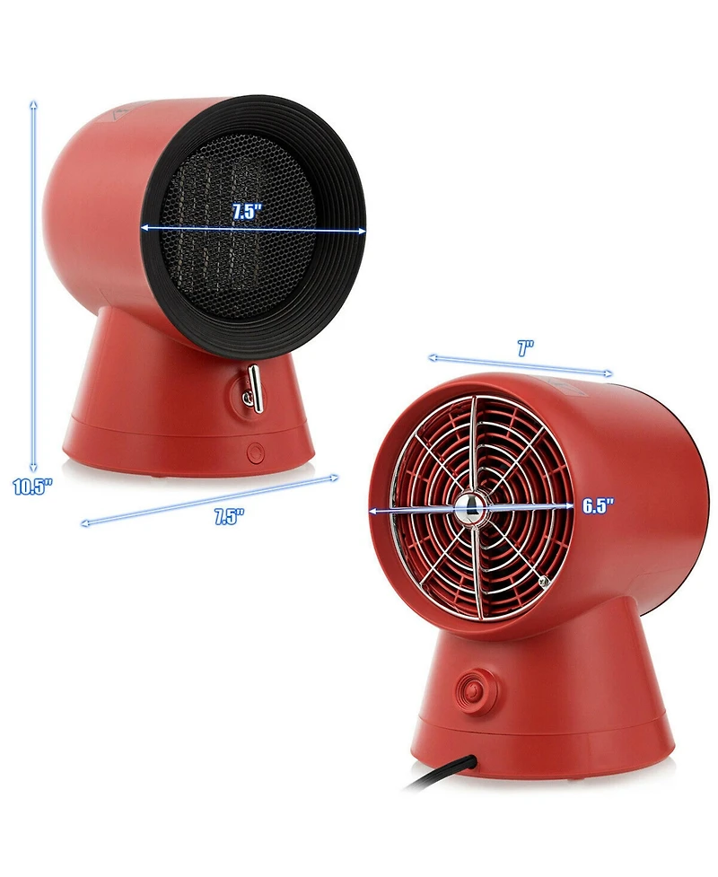 Gymax 1500W Portable Ptc Ceramic Space Heater Mini Electric Desktop Heating Fan