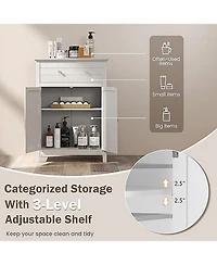 Gymax Bathroom Storage Cabinet Free Standing Large Drawer W/Adjustable Shelf
