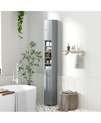 Gymax Tall Slim Bathroom Storage Cabinet Linen Tower w/Drawer Adjustable Shelves Black