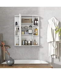 Gymax Bathroom Wall Medicine Cabinet Wall Mounted Storage Organizer w/ Mirror Door