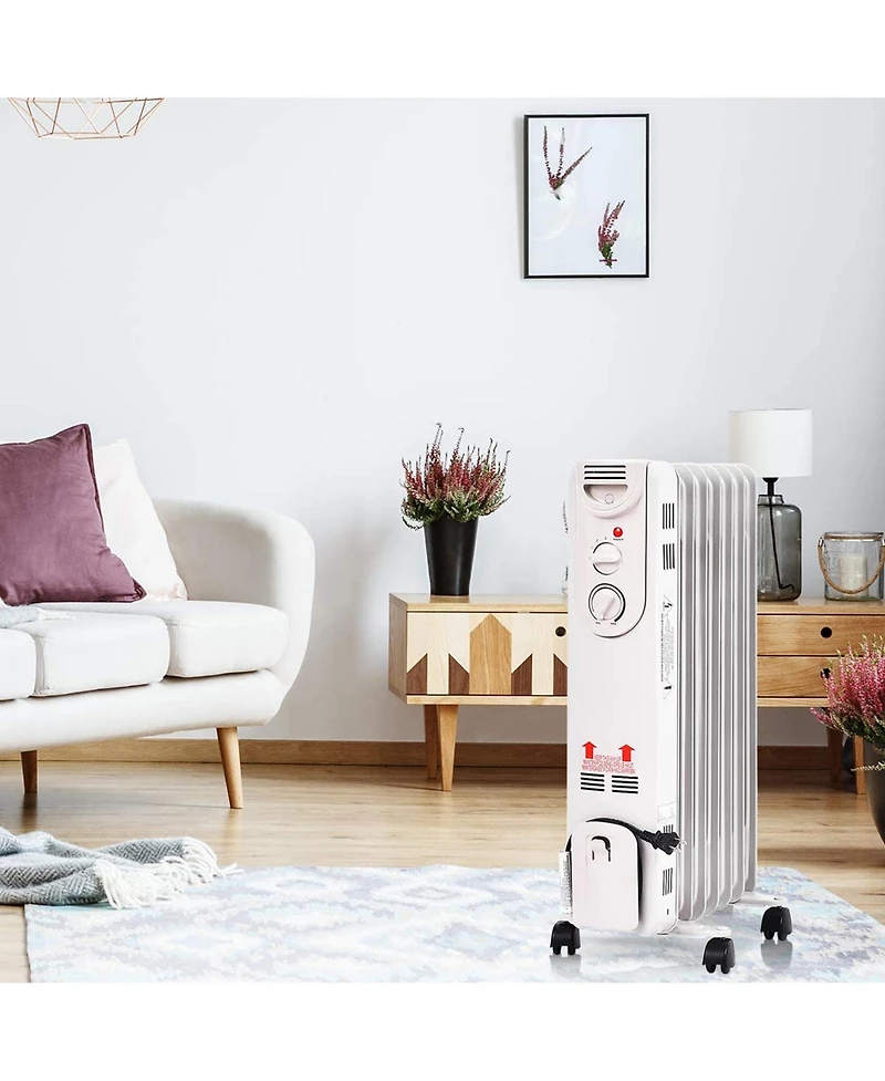 Gymax 1500W Oil Filled Radiator Space Heater w/ Adjustable Thermostat Home Office