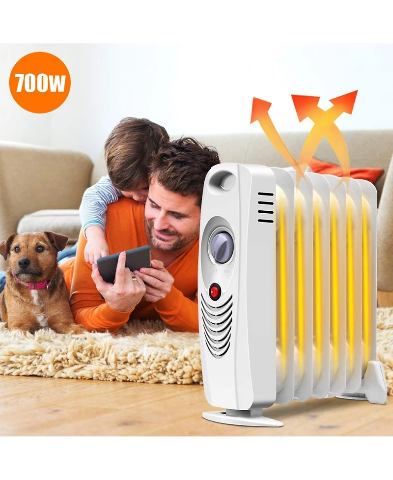 Gymax 700W Oil Filled Space Heater Radiator w/ Adjustable Thermostat Home Office