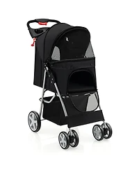 Pet Stroller Folding with Storage Basket and Adjustable Canopy – Easy to Maneuver Dog