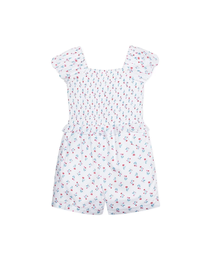 Hope & Henry Little Girls Organic Puff Sleeve Smocked Romper