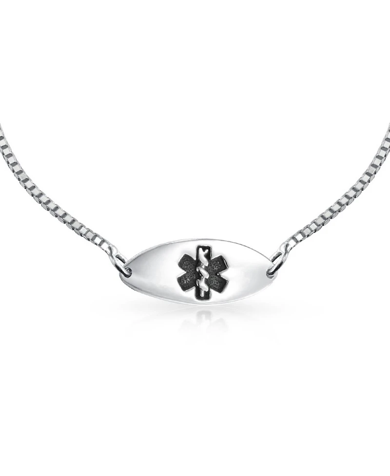 Bling Jewelry Delicate Thin Oval Medical Id Bracelet in Sterling Silver