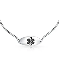 Bling Jewelry Delicate Thin Oval Medical Id Bracelet in Sterling Silver