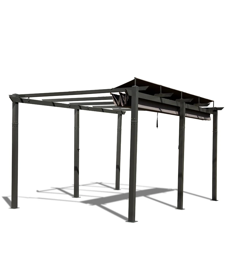 11 X 16 Ft Outdoor Living Retractable Pergola with Weather-Resistant Canopy Aluminum Garden Patio Grill Gazebo
