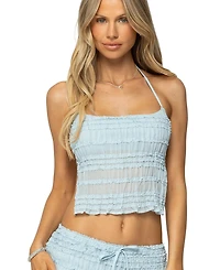 Edikted Women's Mari Backless Ruffle Chiffon Top