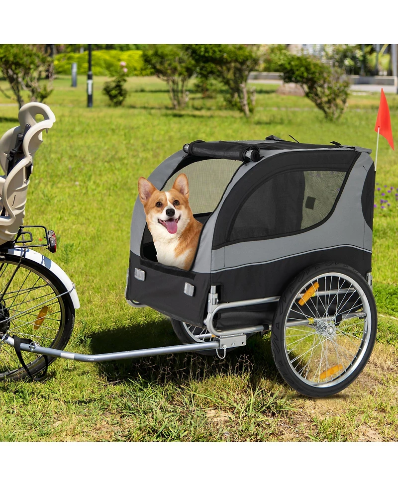 Foldable Dog Bike Trailer with 3 Entrances – Durable Pet Cart for Traveling and Cycling