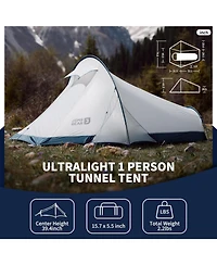 Naturehike Jims Gear Ultralight Backpacking Tent, 1-2 Person Tunnel Tent with Vestibule, Waterproof and Windproof for High-Altitude Camping