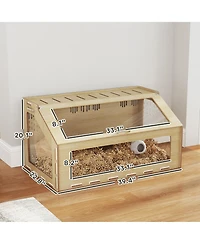 PawHut 39" Hamster Cage, Gerbil Cage w/ Acrylic Window & Openable Top