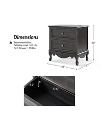 Pallantium Classical 24" Tall 2 - Drawer Nightstand