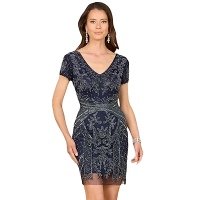 Lara Women's Cap Sleeve Beaded Cocktail Dress