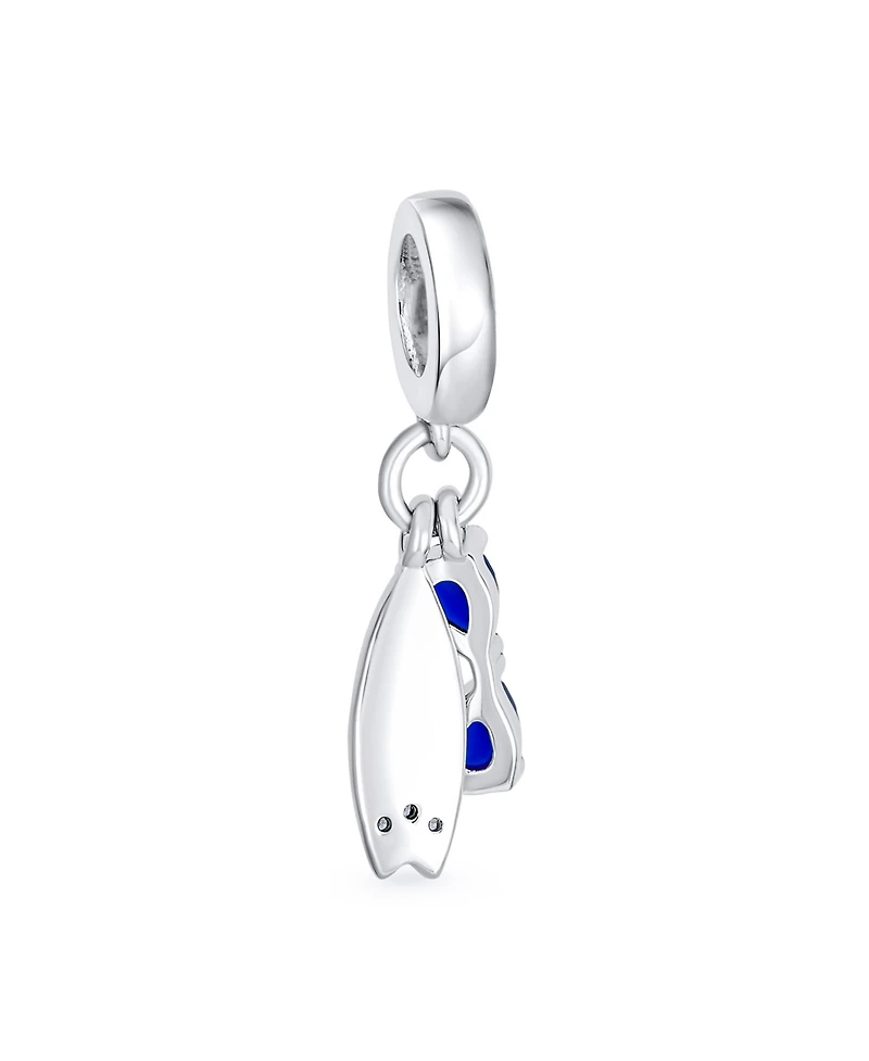 Bling Jewelry Fun Sports Blue Cz Sterling Silver Glass Charm Bead Travel & Beach Adventures