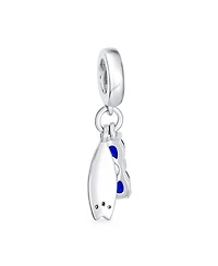 Bling Jewelry Fun Sports Blue Cz Sterling Silver Glass Charm Bead Travel & Beach Adventures