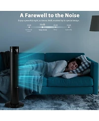 Antarctic Star Tower Fan Portable Electric Oscillating Quiet Cooling Remote Control Standing Bladeless Floor Fans 3 Speeds Wind Modes Timer Bedroo