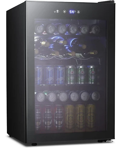 Antarctic Star 4.5 Cu.ft Beverage Cooler with Glass Door, Holds 145 Cans, Digital Temperature Control for Soda, Beer, or Wine, Compact Drink Fridge fo