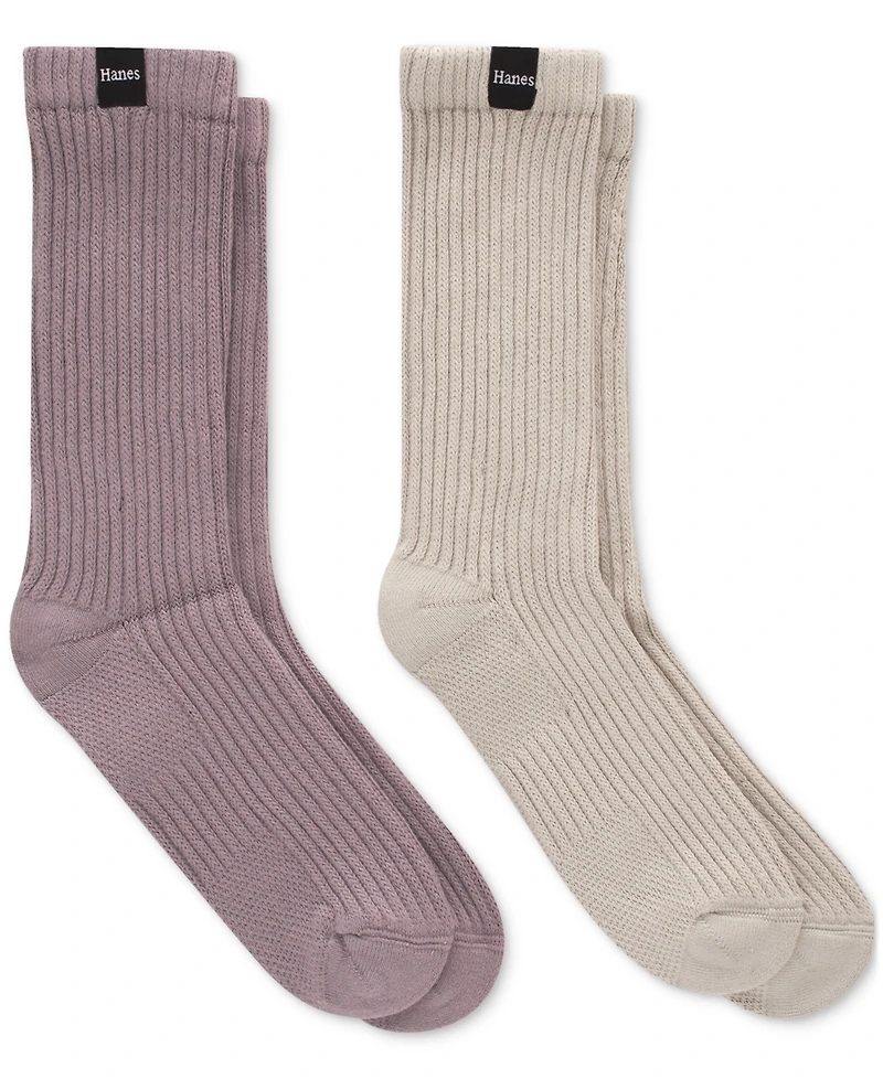Hanes Men's Originals Premium SuperSoft Slouch Crew Socks, 2-Pack