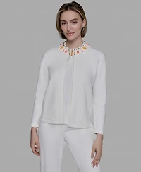 Karl Lagerfeld Paris Women's Embellished-Neck Jacket