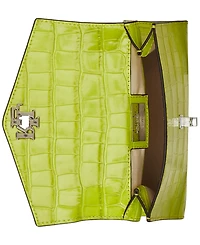 Lauren Ralph Crocodile-Embossed Leather Small Farrah Satchel