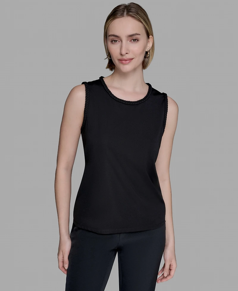 Karl Lagerfeld Paris Women's Braided-Trim Sleeveless Top