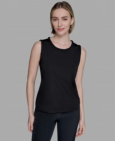 Karl Lagerfeld Paris Women's Braided-Trim Sleeveless Top