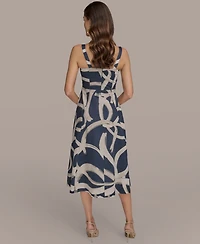 Donna Karan New York Women's Printed A-Line Midi Dress