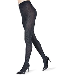 MeMoi Women's Crossing Diamond Patterned Sweater Tights Mo-389