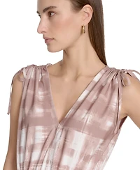 Calvin Klein Women's Printed V-Neck A-Line Midi Dress