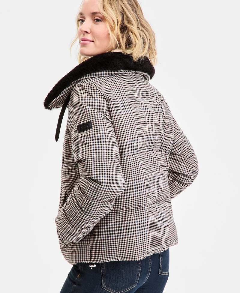 Dkny Women's Faux-Fur-Collar Zip-Front Puffer Coat